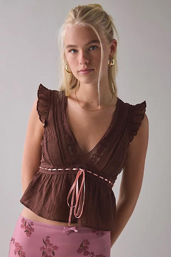 Kimchi Blue Ava Flutter Sleeve Tie-Front Babydoll Top Womens at Urban Outfitters Product Image
