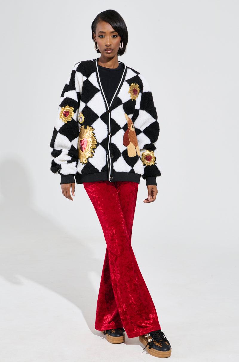 TEDDY BEAR CUTE CHECKERED BUTTON DOWN CARDIGAN Product Image