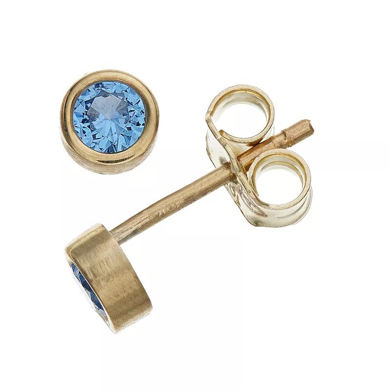 Kristen Kesho 10k Gold Round Birthstone Bezel Stud Earrings, Women's, December Product Image