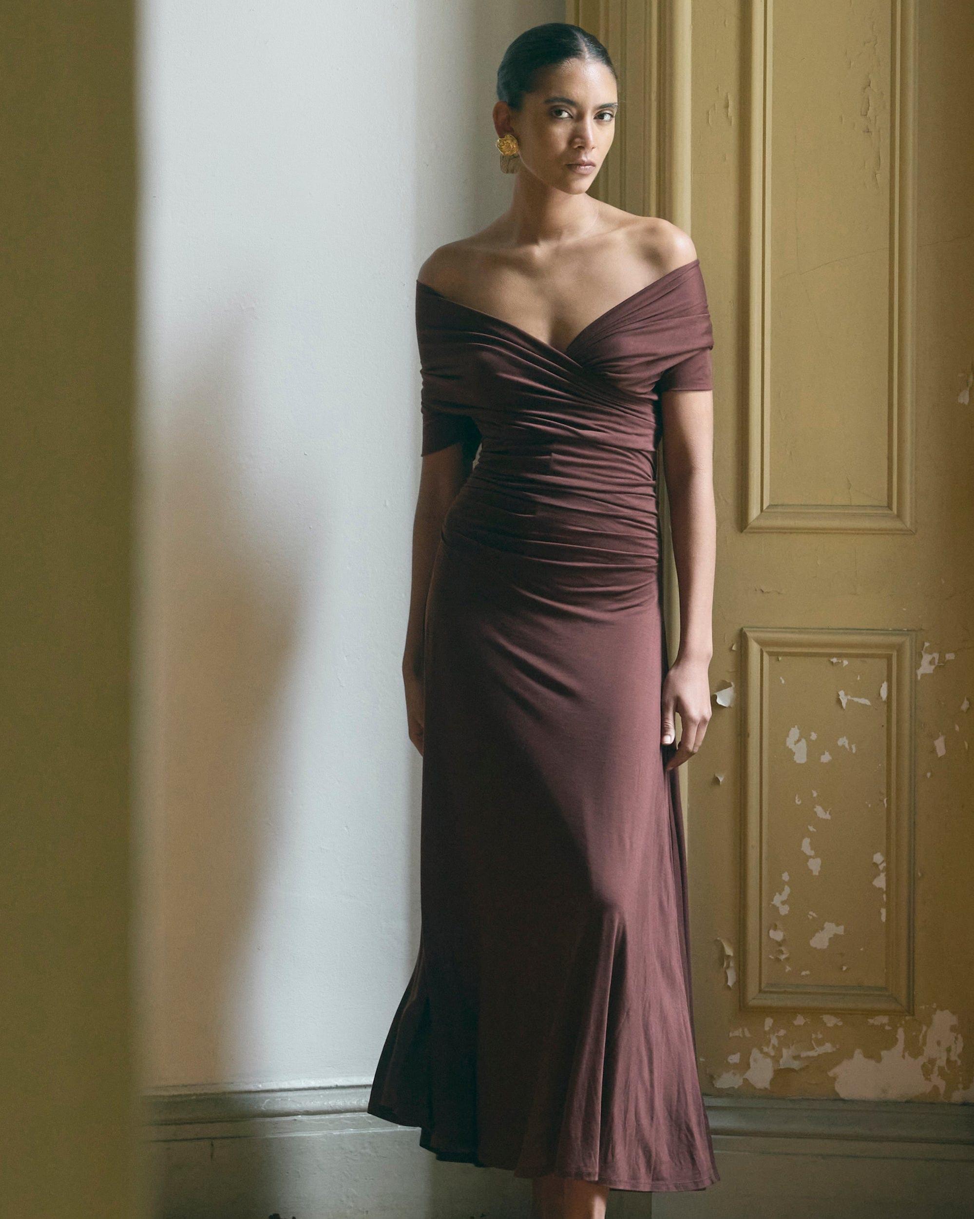 Thilda Ruched Off-Shoulder Dress Product Image