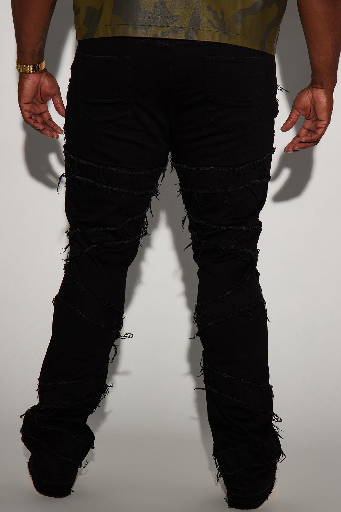 In All Ways Fray Stacked Skinny Flare Jeans - Black Product Image