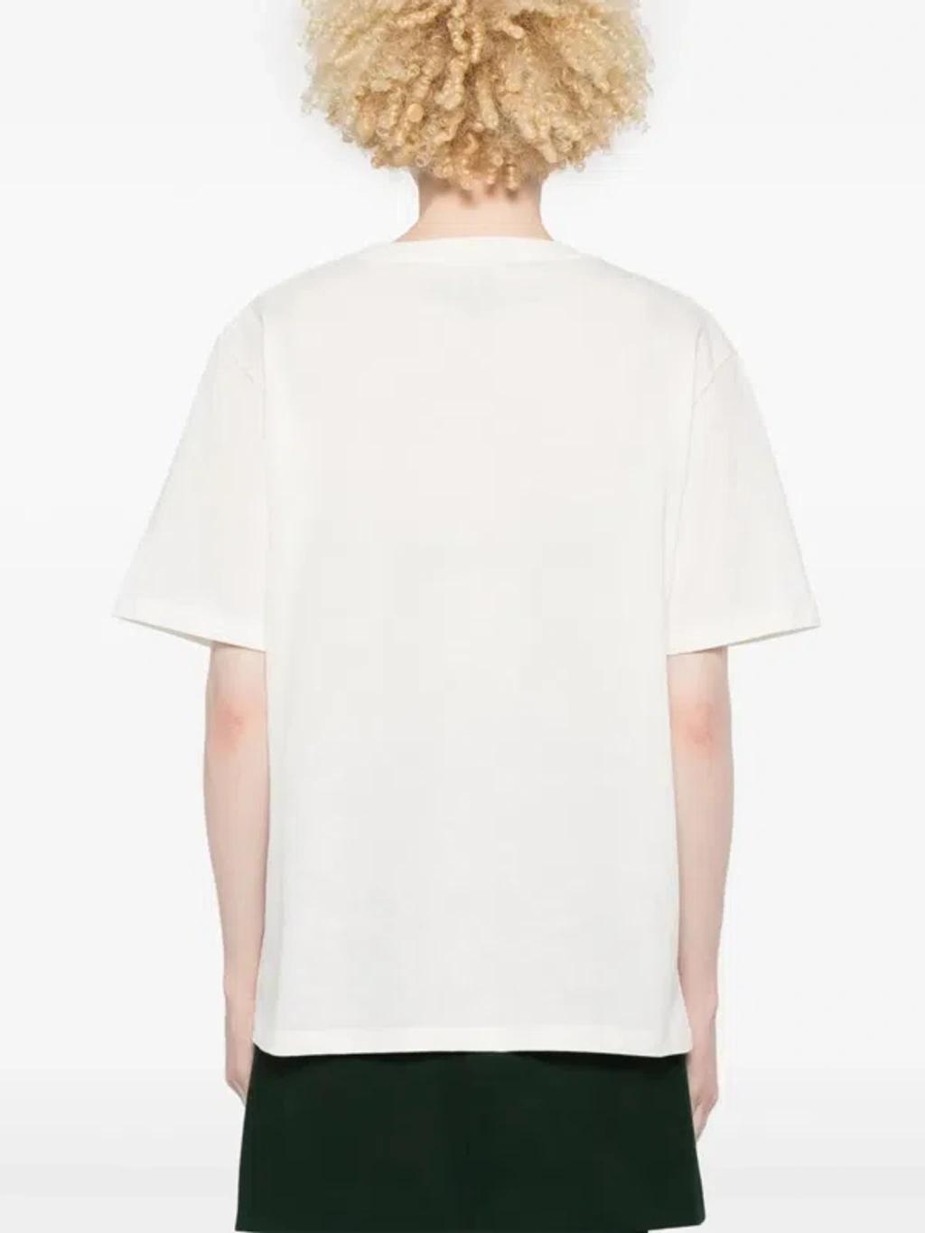 CHLOÉ White Crewneck T-shirt With Logo Print On The Front In Cotton Woman Product Image