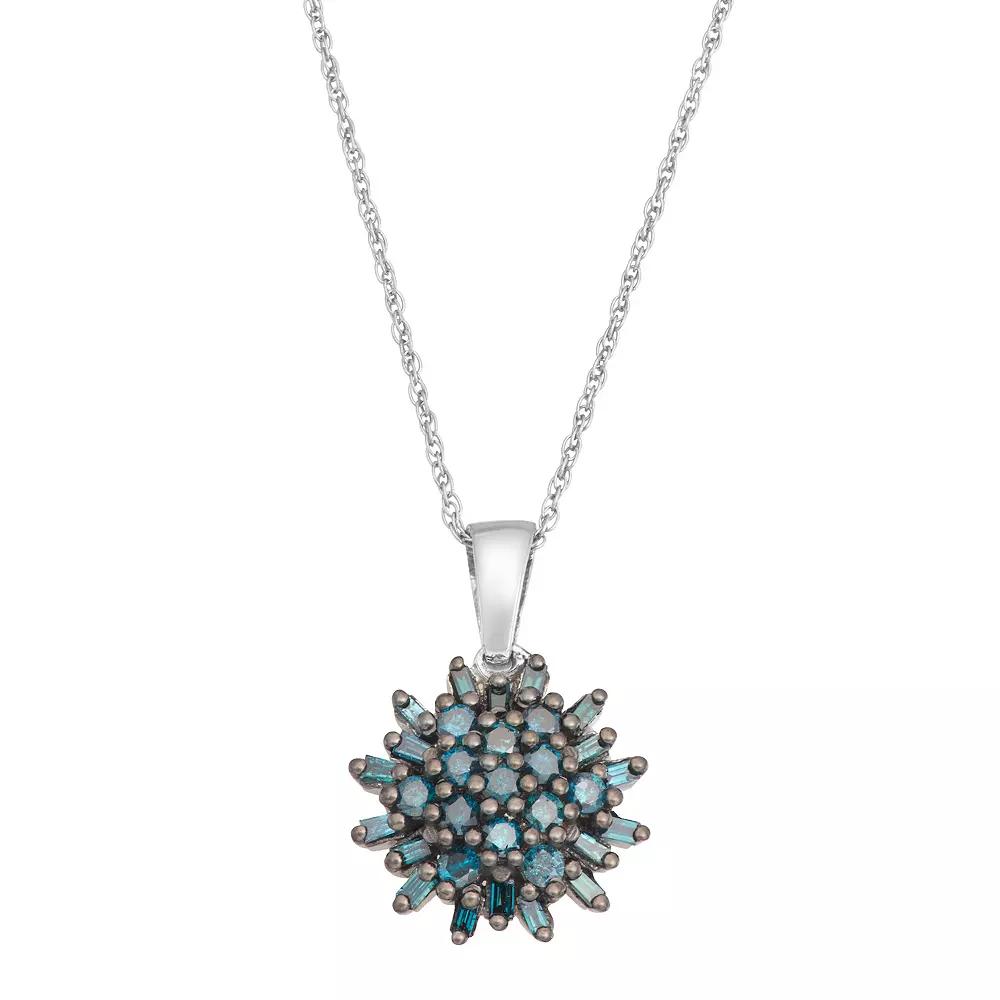 Jewelexcess 3/4 Carat T.W. Blue Diamond Sterling Silver Pendant Necklace, Women's, Size: 18" Product Image