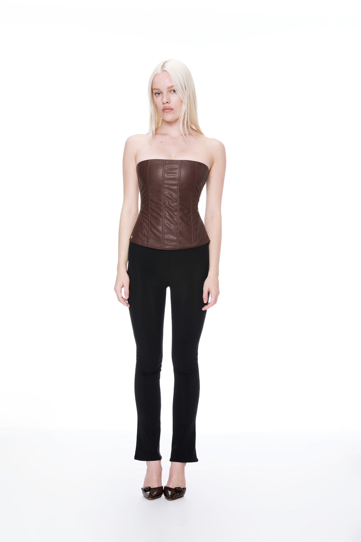 LIBRA CORSET - BROWN VEGAN LEATHER Product Image