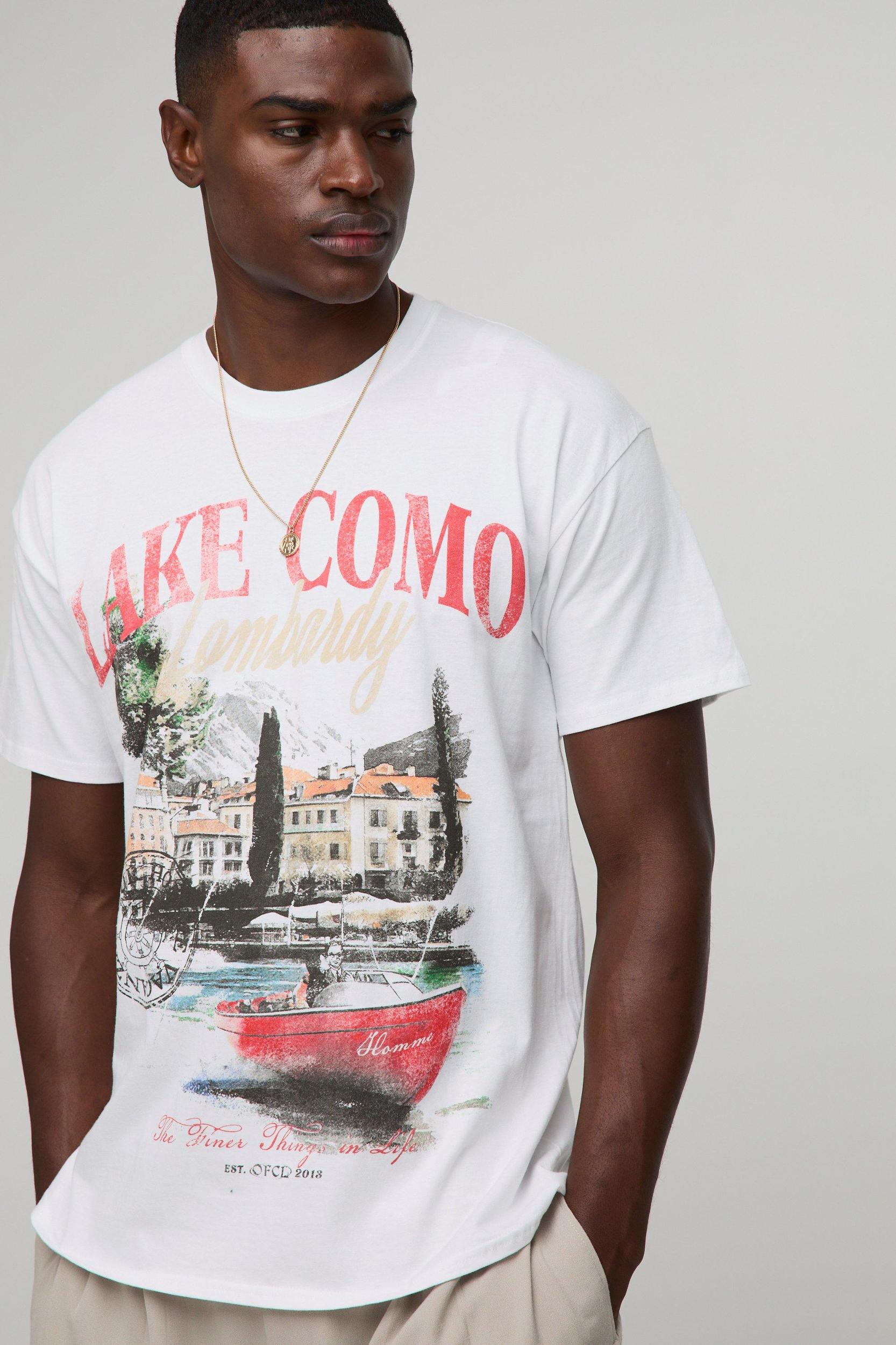 White Oversized Lake Como T-Shirt | boohooMAN USA Product Image