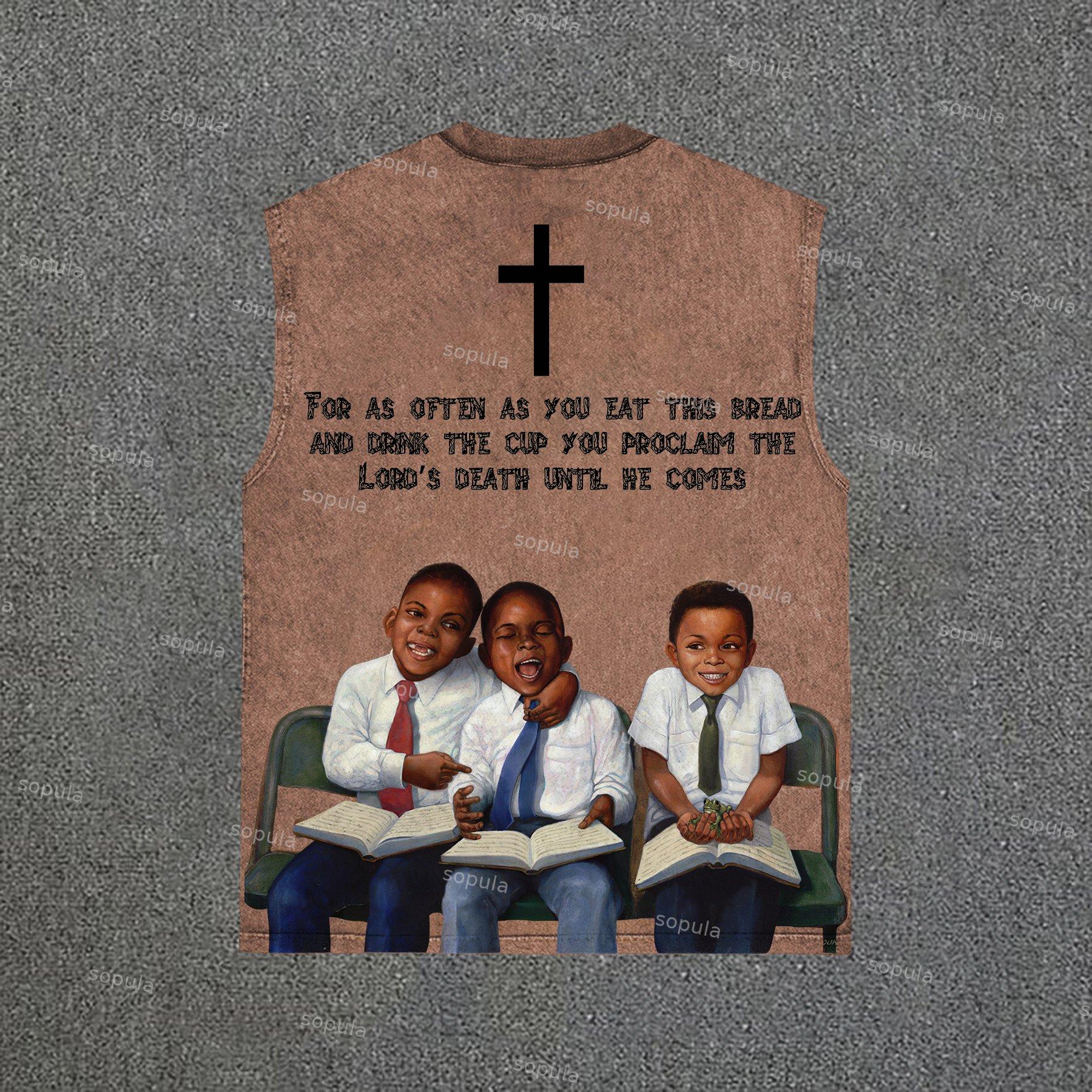 Men's Retro First Sunday Graphic Washed Tank Top Sleeveless Shirt Product Image