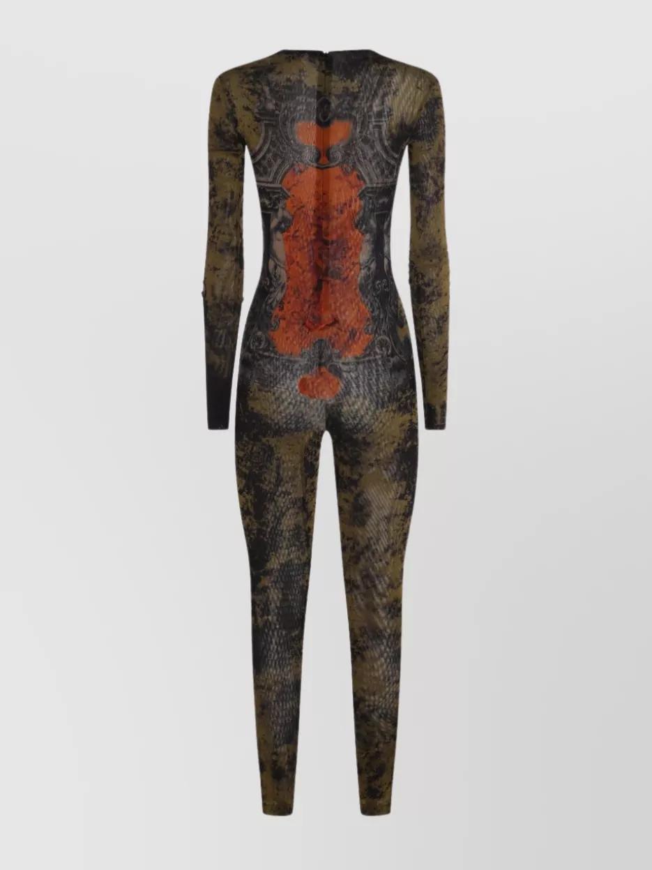 JEAN PAUL GAULTIER Graphic Print Full-length Dress With Long Sleeves In Black Product Image