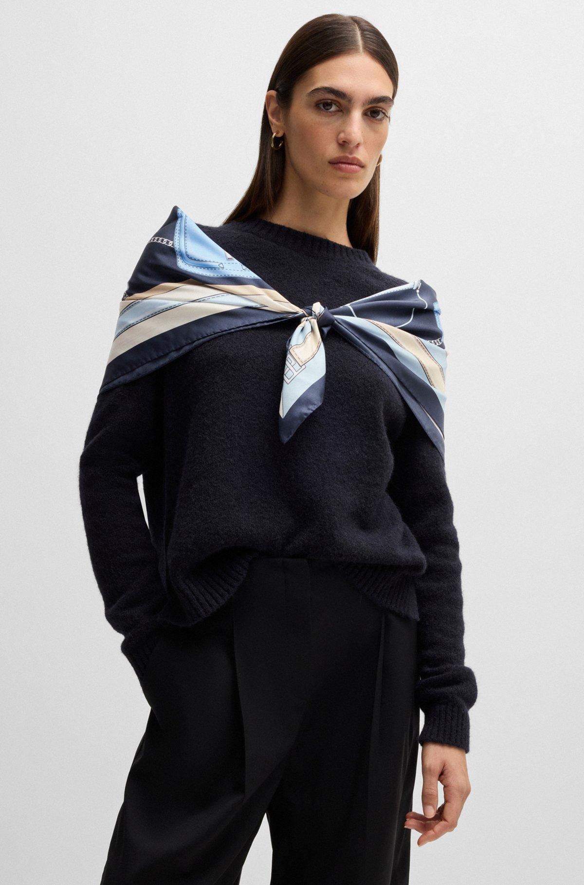 BOSS - Italian-made scarf in printed silk twill - Patterned Product Image