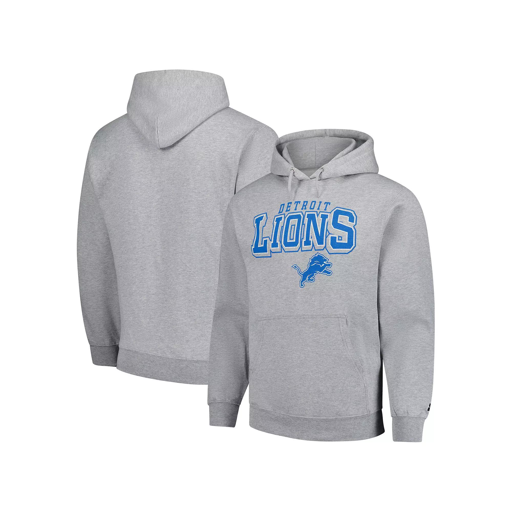 Men's Starter Heather Gray Detroit Lions Vintage Pullover Hoodie,  Product Image