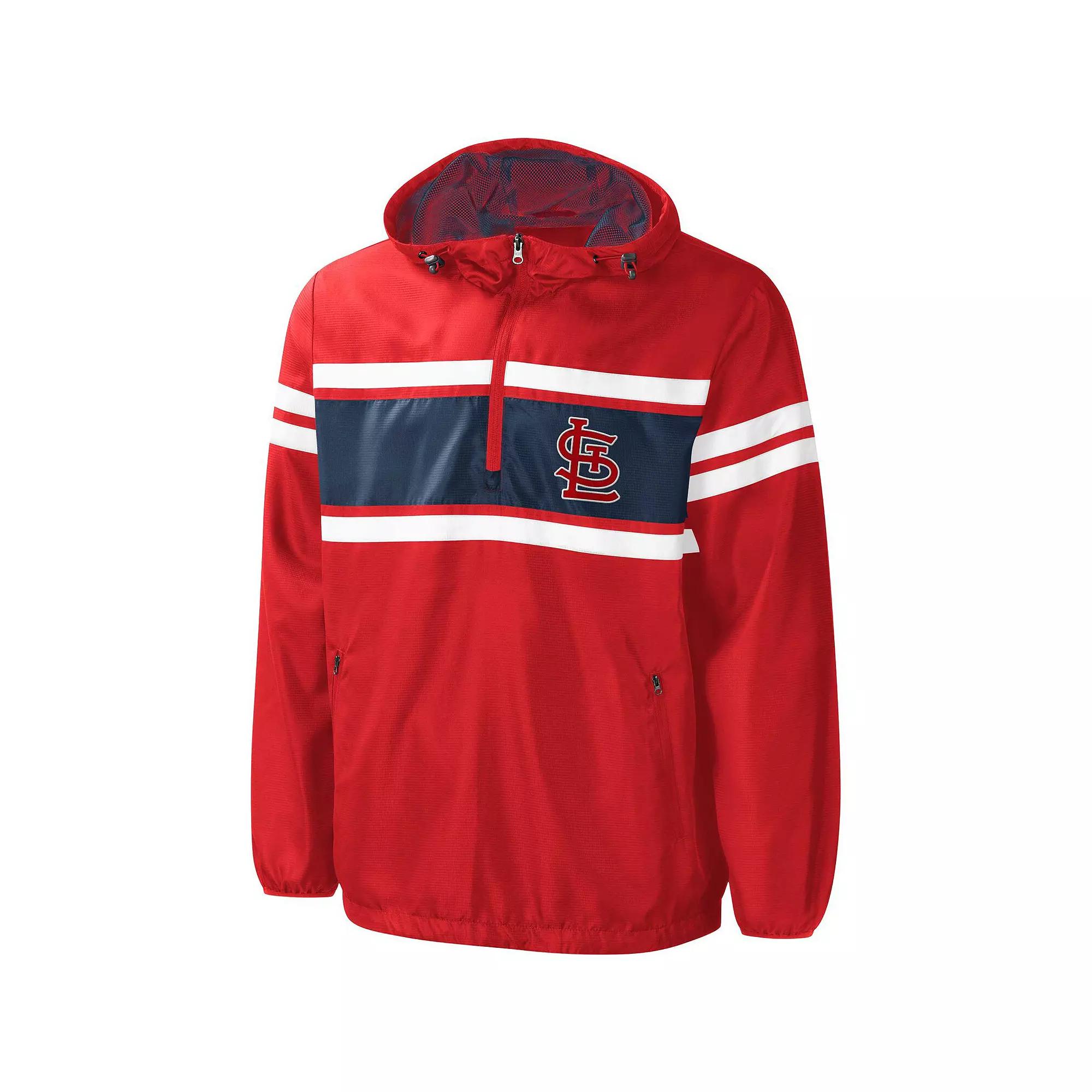 Men's G-III Sports by Carl Banks Red St. Louis Cardinals Game Score Half-Zip Windbreaker,  Product Image