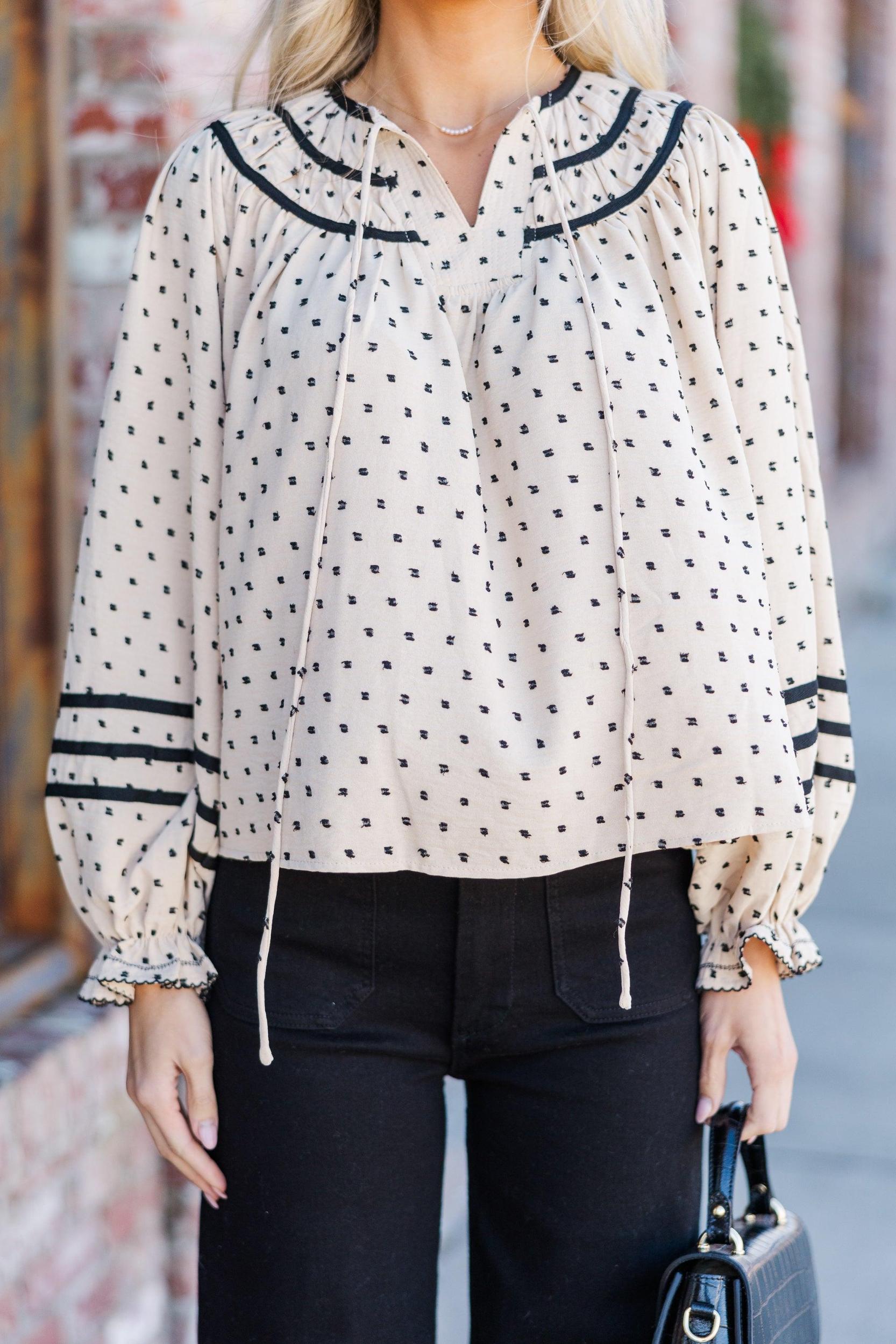 Soon To Be Tan Ditsy Dotted Blouse Female Product Image