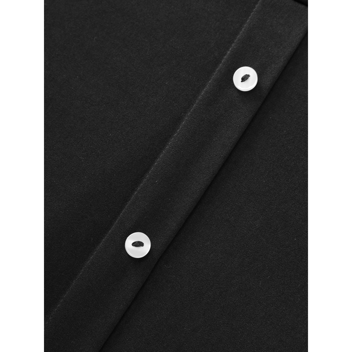 Plus Size Classic Waist-Tie Pockets Midi Shirt Dress Pureblack Women Office Deep V-neck Half Sleeve Curvy BloomChic 18-20/2X Product Image