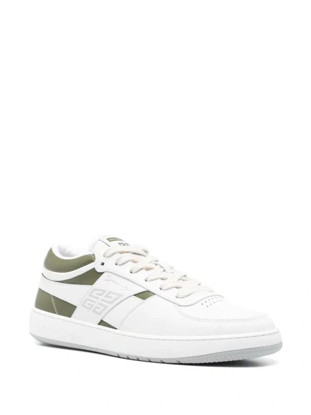 GIVENCHY Leather Sneakers With Rubber Sole And Panelled Design In White Product Image