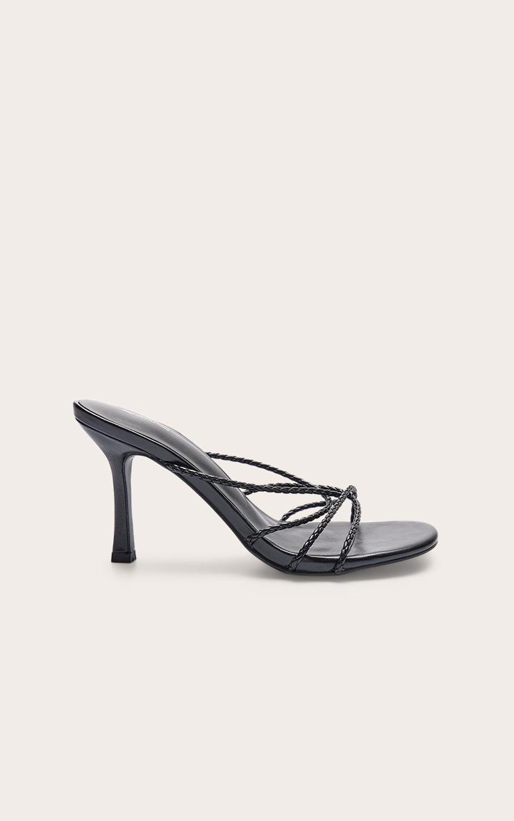 Black Pu Braided Strap Heeled Mule Product Image