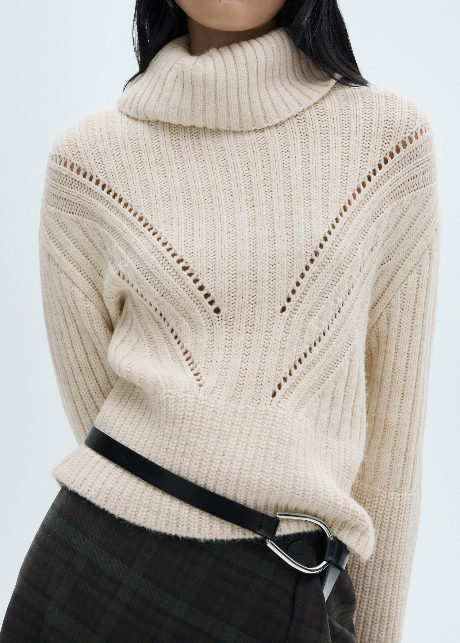 Turtleneck sweater with unstitched detail - Women | MANGO USA Product Image