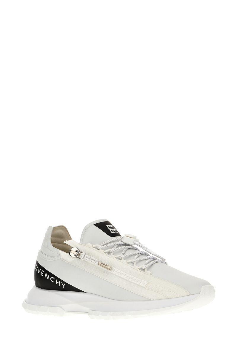 GIVENCHY Spectre Runner Leather Sneakers With 4g Side Zip Detail In White Product Image