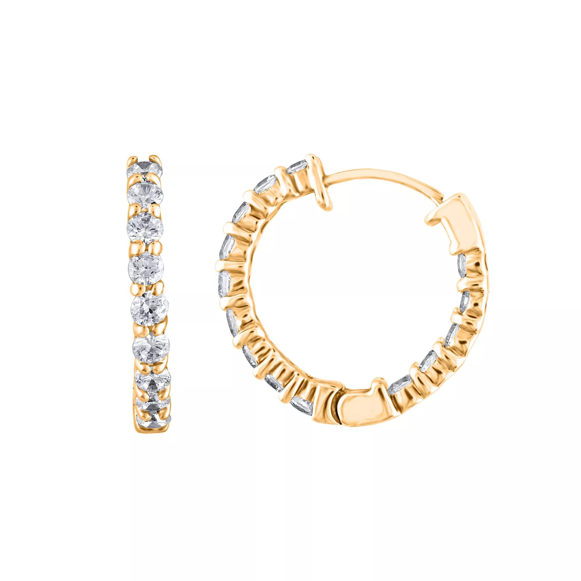 14k Yellow Gold 3 Carat T.W. Diamond Earrings, Women's, 14k Gold Product Image