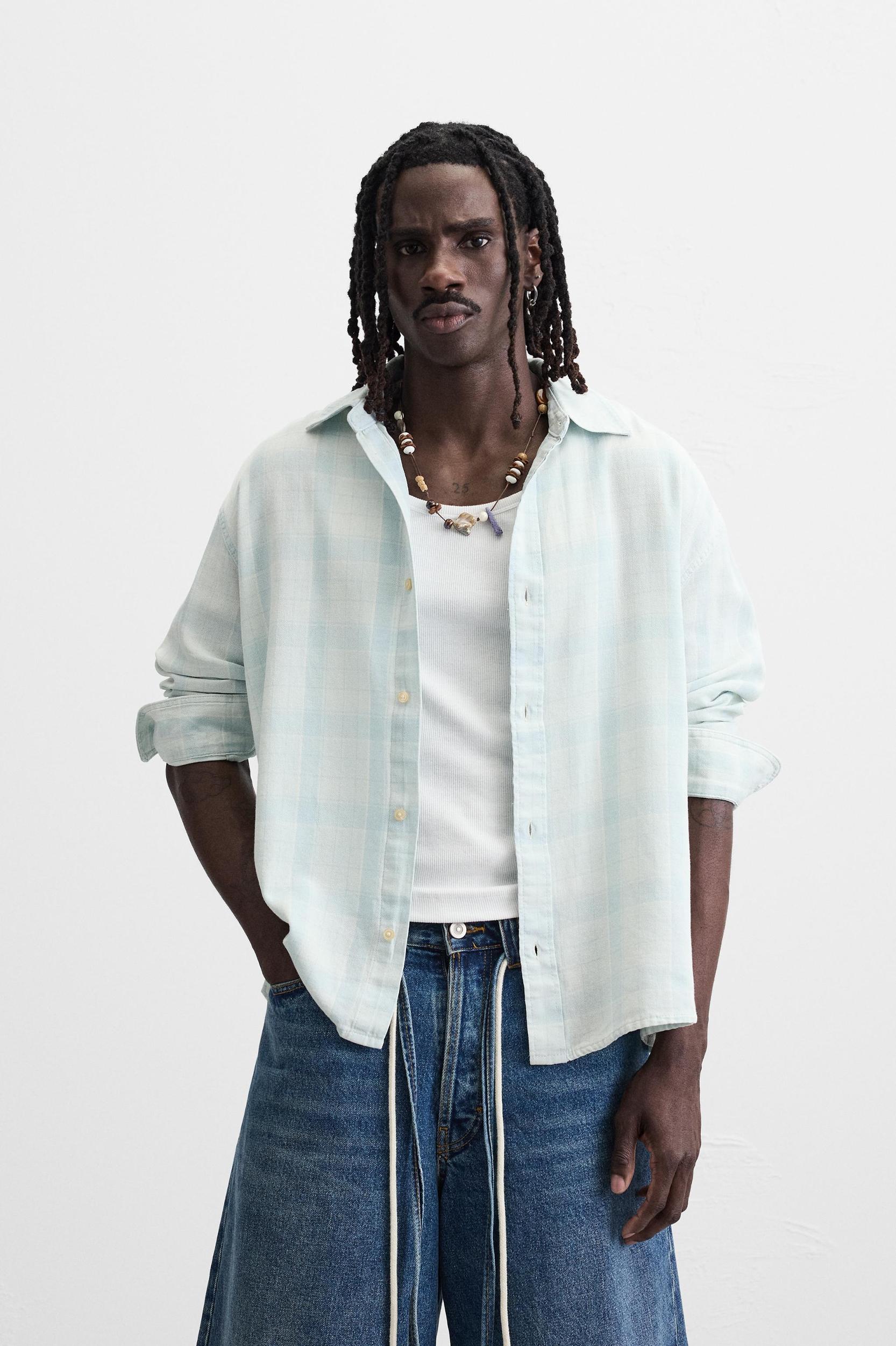 PLAID DENIM SHIRT Product Image