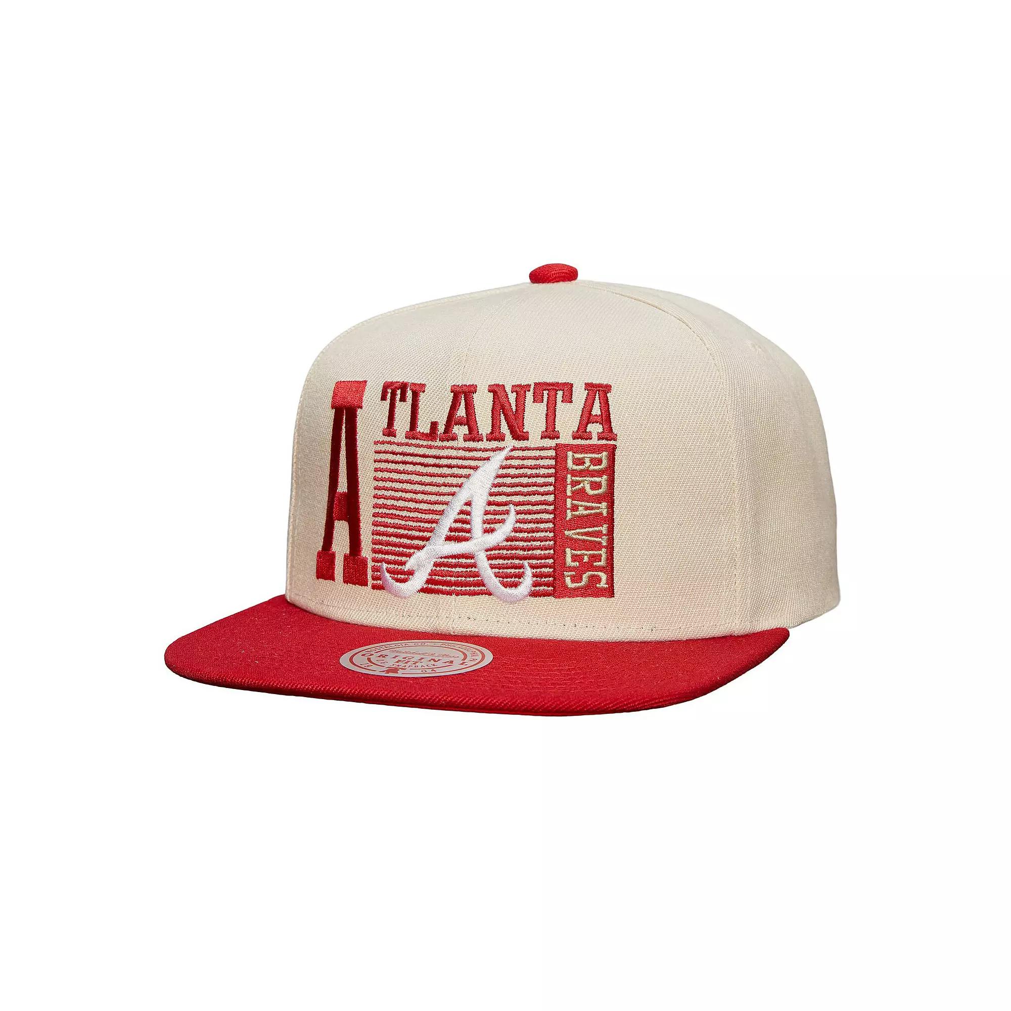 Men's Mitchell & Ness Cream Atlanta Braves Cooperstown Collection Speed Zone Snapback Hat, Beige Product Image