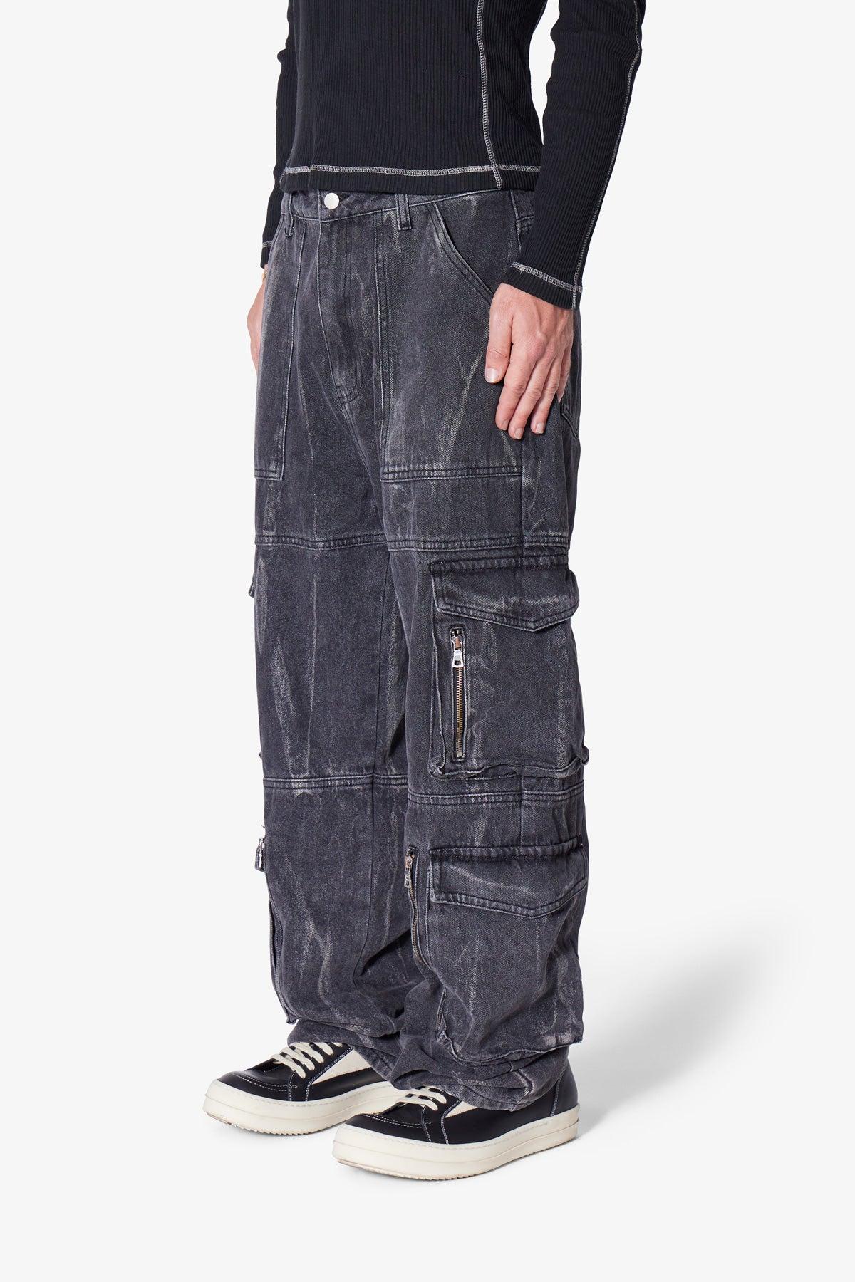 Ultra Baggy Asphalt Cargo Denim - Washed Black Product Image