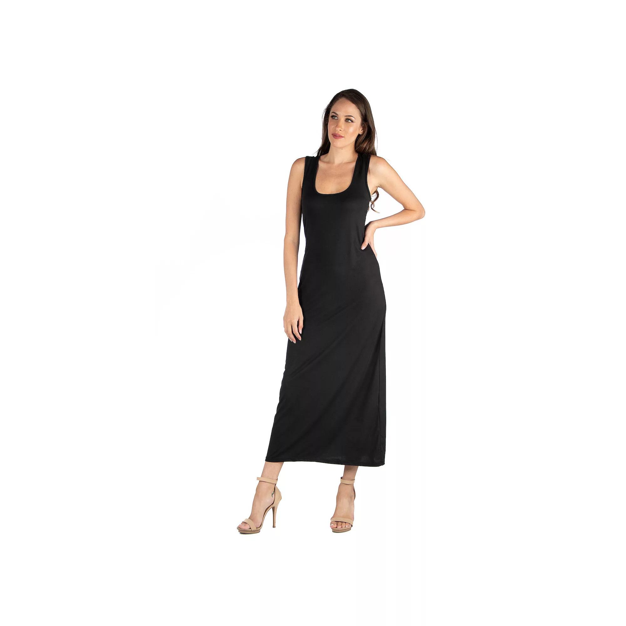 Women's 24seven Comfort Apparel Scoop Neck Racerback Tank Top Maxi Dress,  Product Image