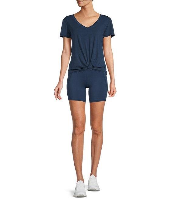 Antonio Melani Active Impact V-Neck Short Sleeve Relaxed Fit Knot Front Coordinating Shirt Product Image