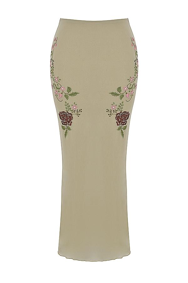 Lailah  artichoke floral maxi skirt Product Image