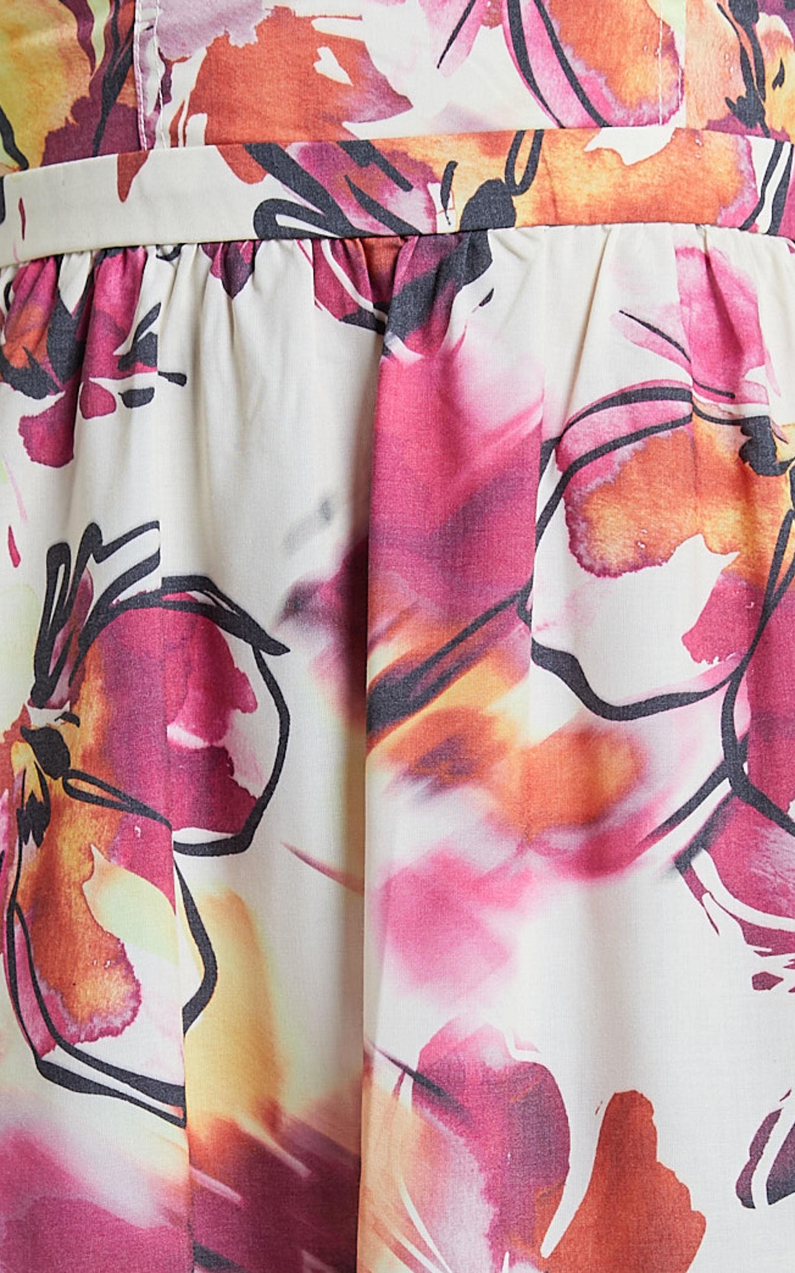 Adara Midi Dress - Strappy Bustier Dress in Dahlia Dusk Floral Product Image