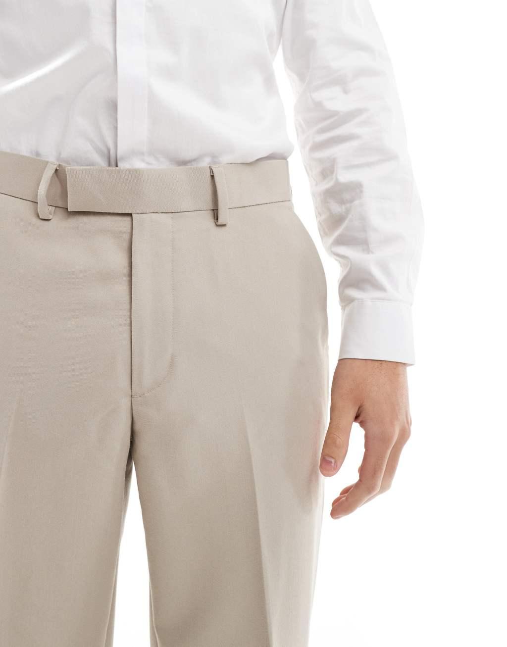 ASOS DESIGN dressy straight leg pants in stone Product Image