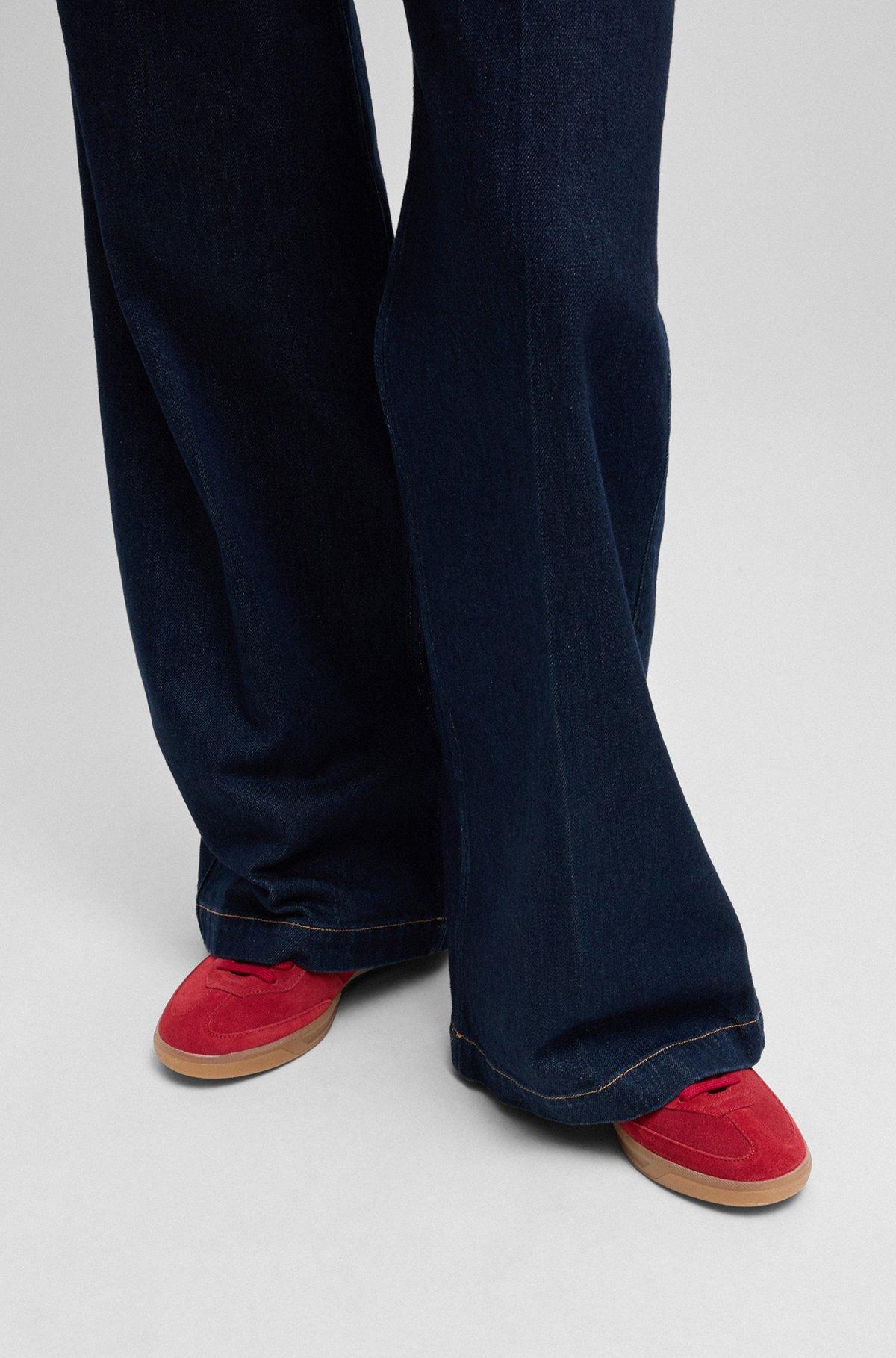 BOSS - Suede lace-up trainers with logo detail - Dark Red Product Image