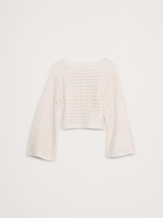 Cotton Crochet-Style Cropped Sweater Product Image