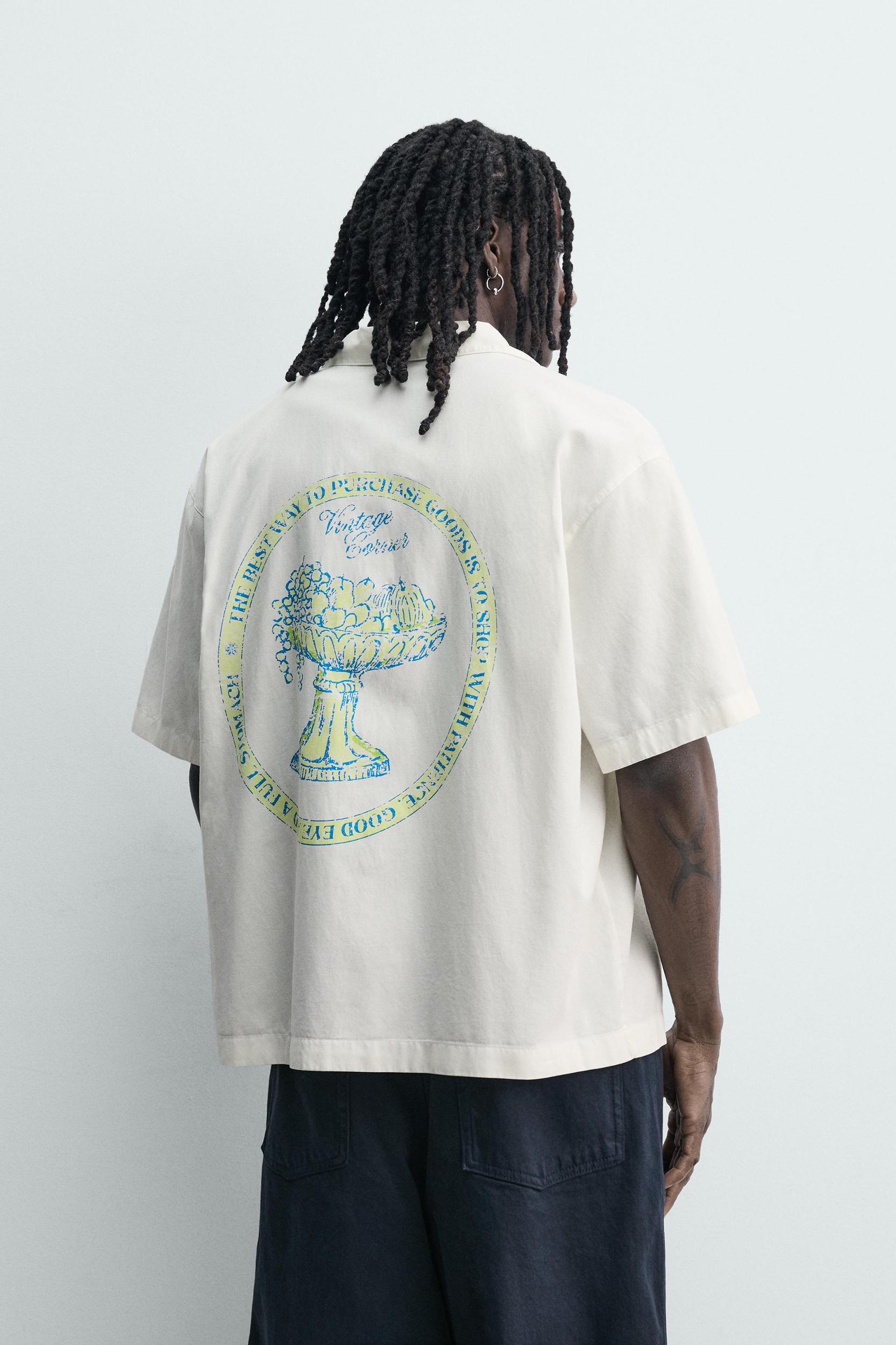 RELAXED FIT LYOCELL - COTTON PRINTED SHIRT Product Image