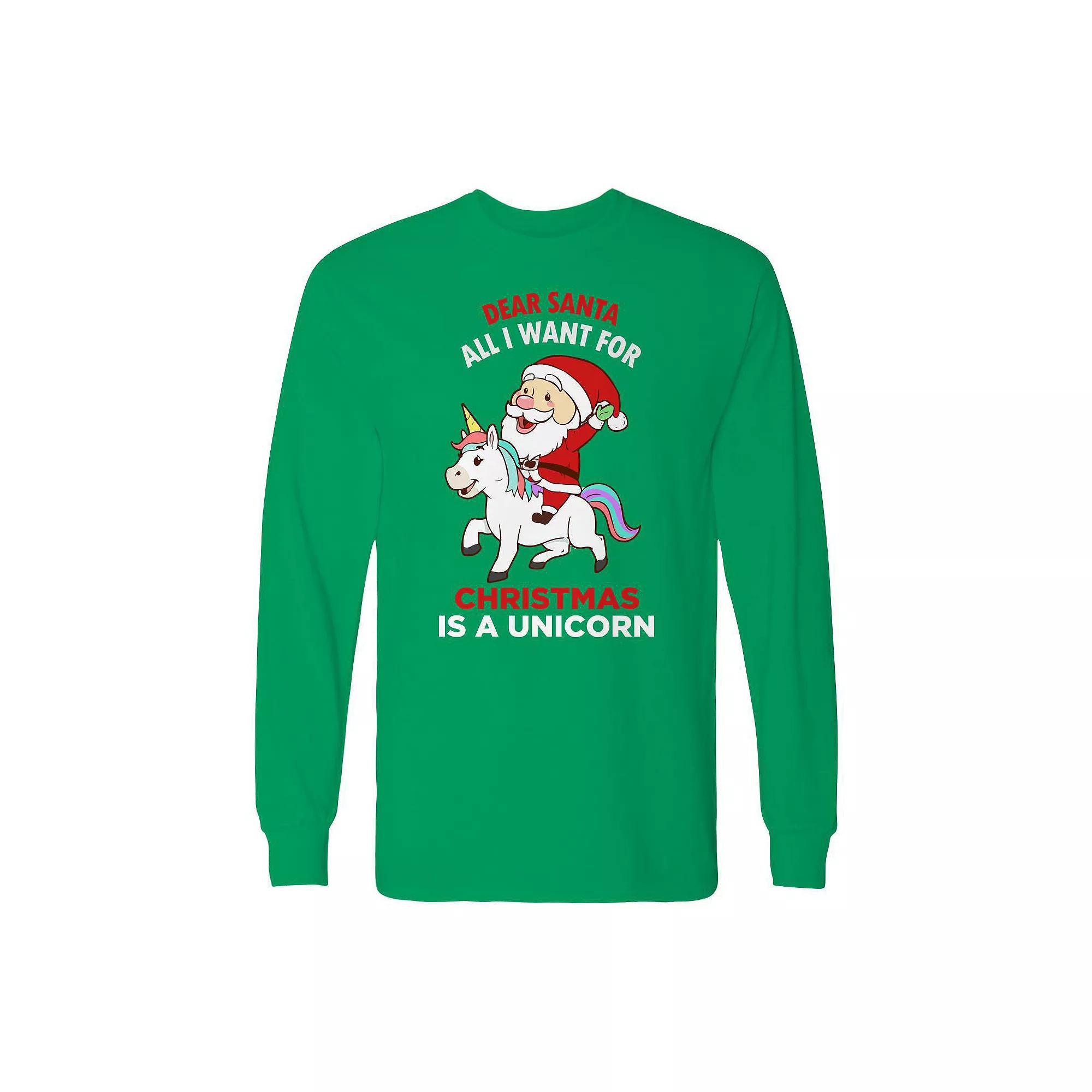 Men's Christmas Dear Santa Unicron Long Sleeve Graphic Tee, Adult Unisex,  Product Image