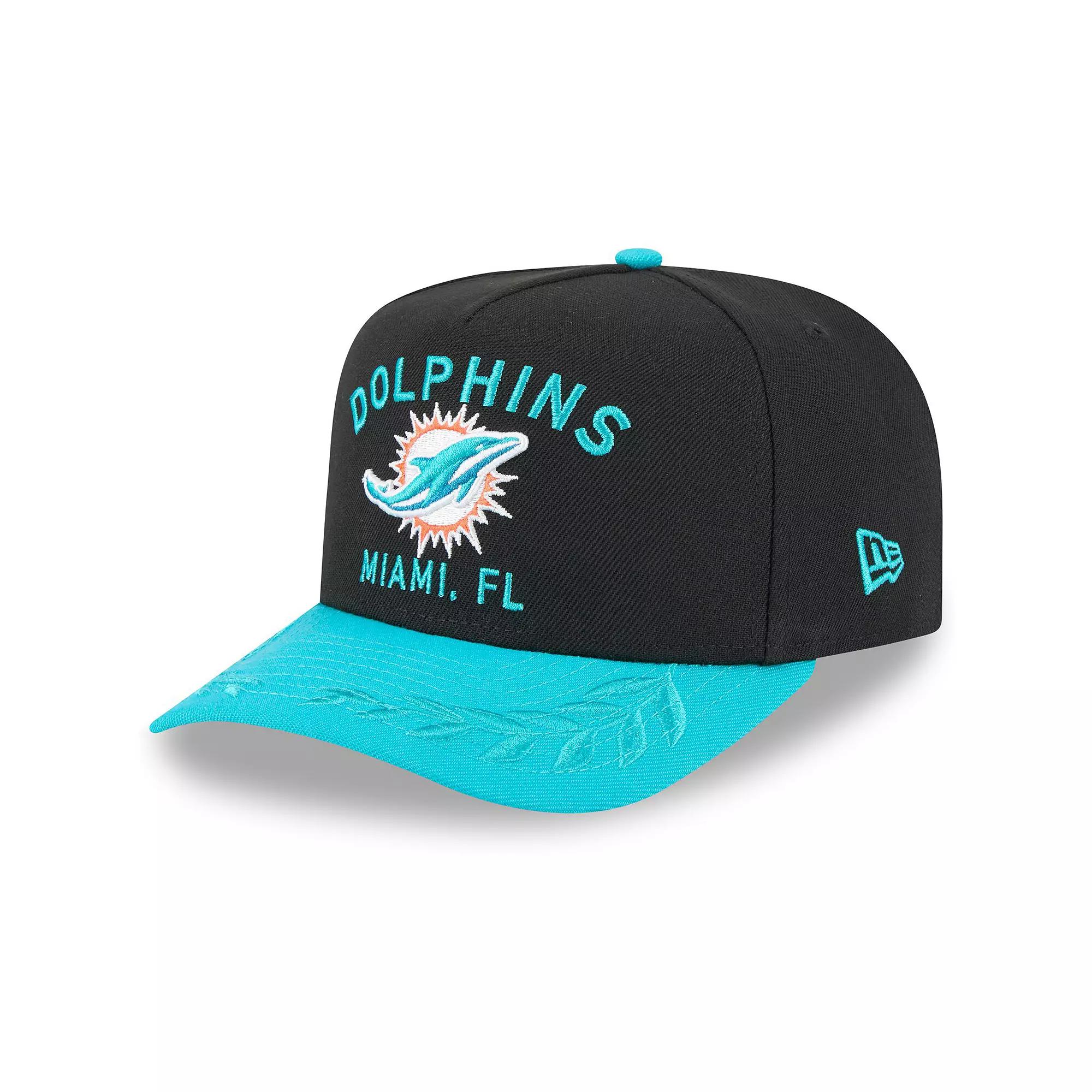 Men's New Era  Black/Aqua Miami Dolphins 2025 NFL Draft A-Frame 9FIFTY Snapback Hat Product Image