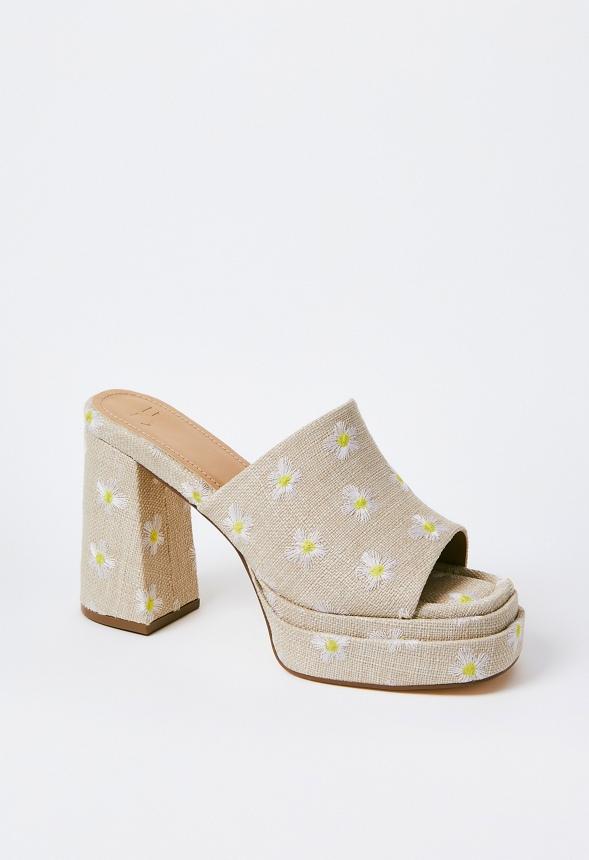 JustFab Margaux Platform Loafer Pump Womens Black/ White Size 8.5 Product Image