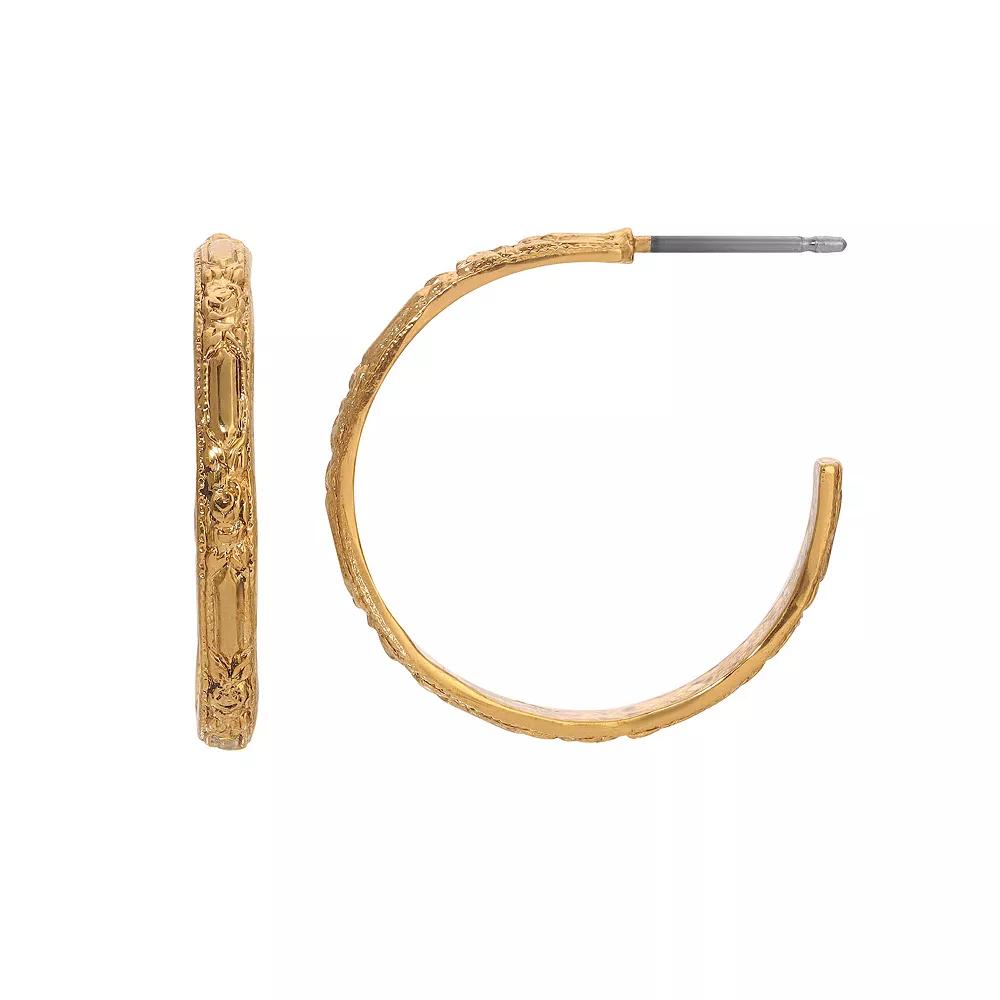 1928 Gold Tone Thin Wedding Band Hoop Earrings, Womens, Yellow Product Image