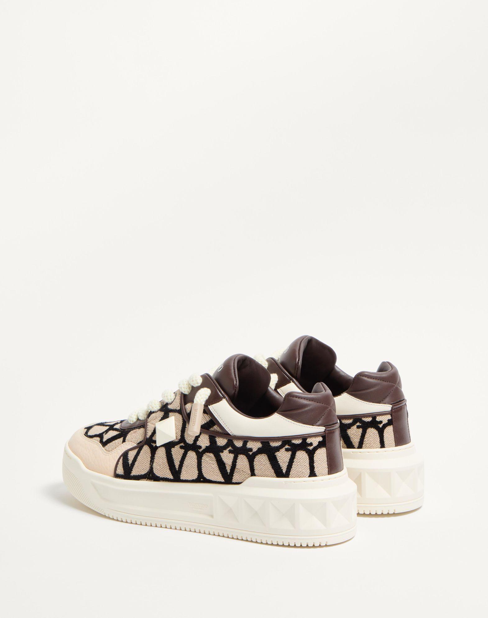 One Stud Xl Low-Top Sneaker In Nappa Leather And Toile Iconographe Fabric Product Image