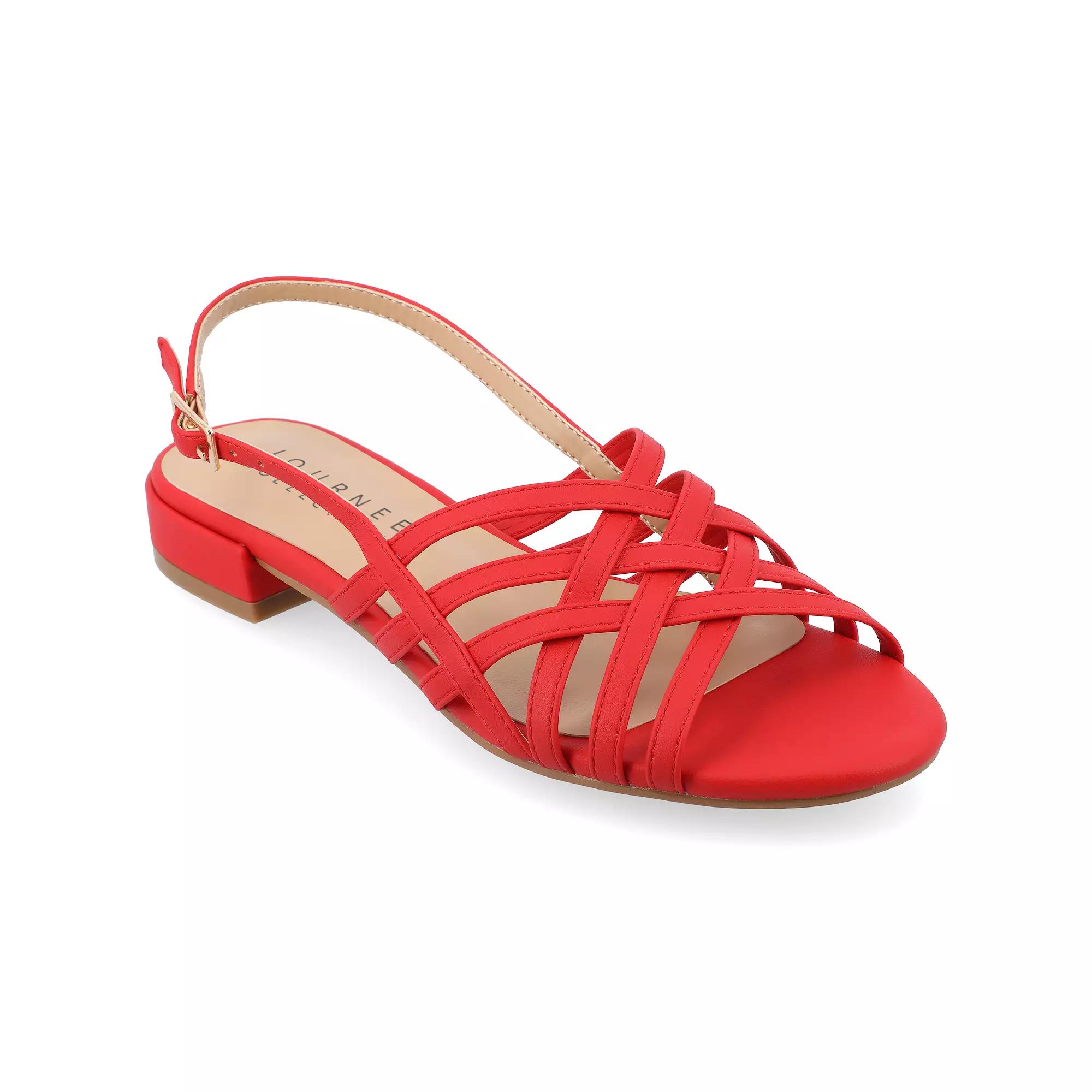 Journee Cassandra Women's Faux Leather Woven Sandals,  Product Image