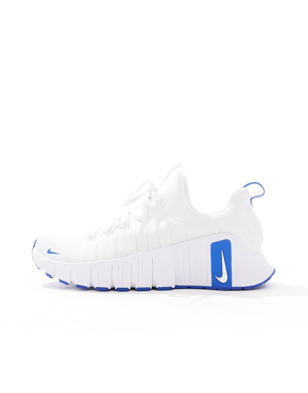 Nike Training Free Metcon 6 sneakers in white and blue Product Image