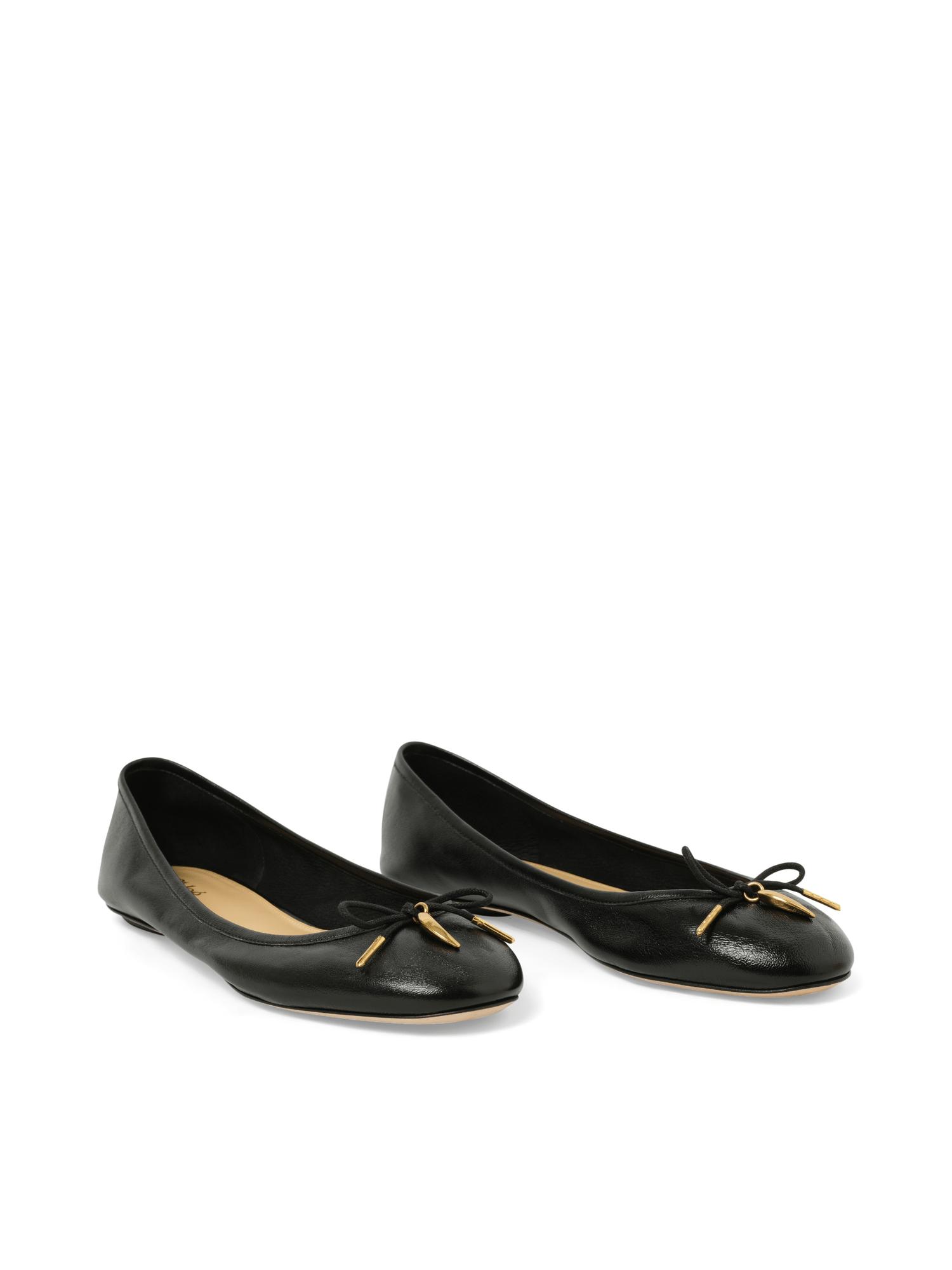 CHLOÉ Bow Detail Round Toe Flat Sole Ballerina Shoes In Black Product Image