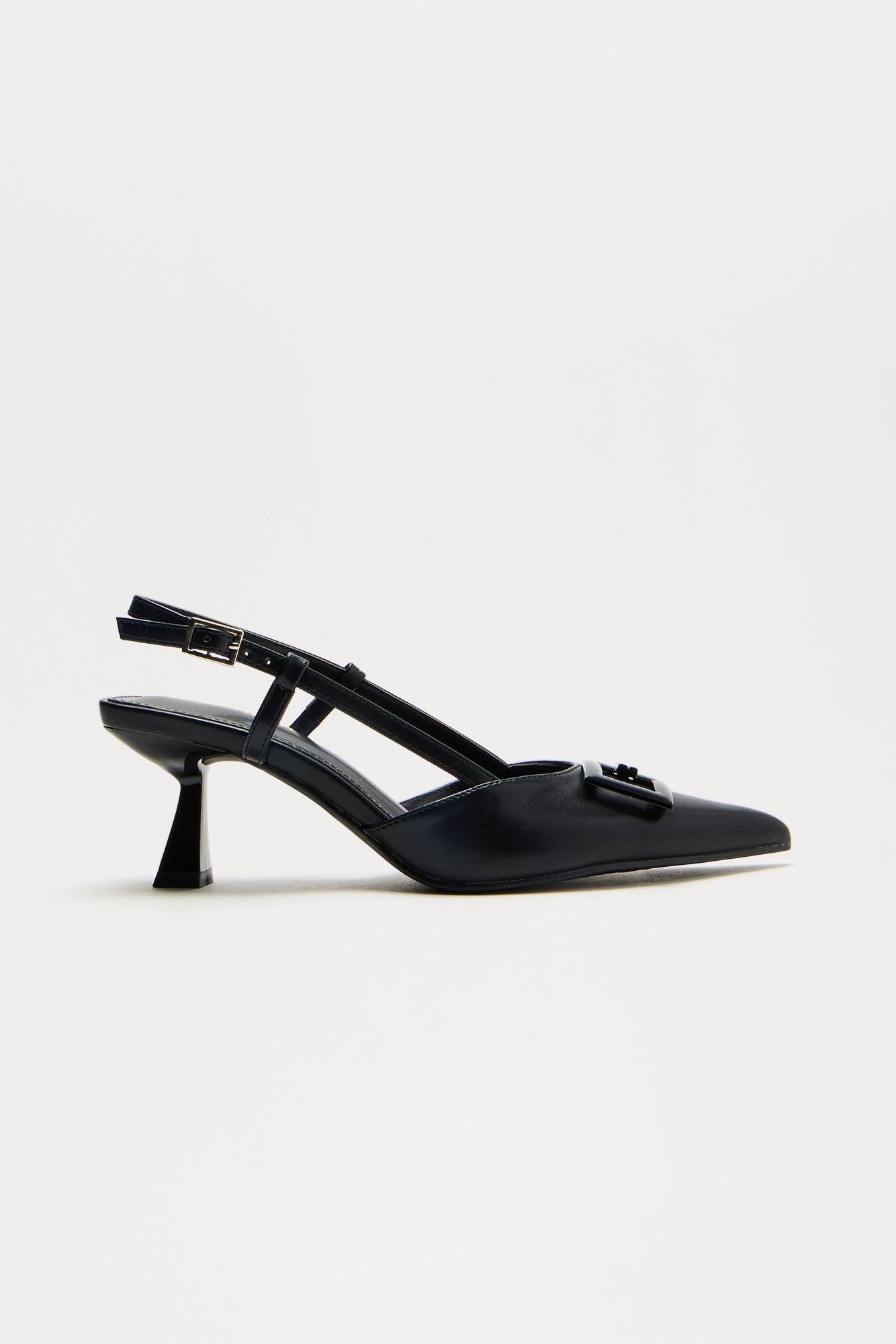 Angie Hardware Slingback Pumps - Black Product Image