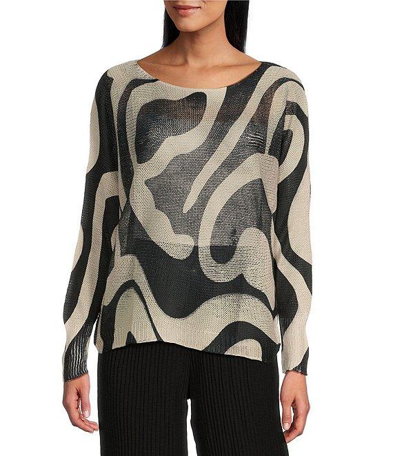 M Made in Italy Abstract Print Long Sleeve Knit Top Product Image