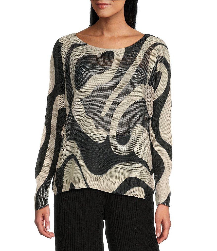 M Made in Italy Abstract Print Long Sleeve Knit Top Product Image