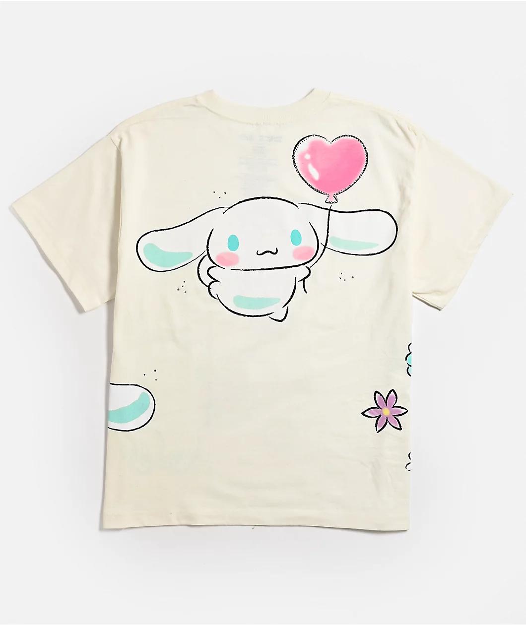 Hello Kitty® & Friends | A.LAB Cinnamoroll™ Pink Ribbon White T-Shirt Product Image