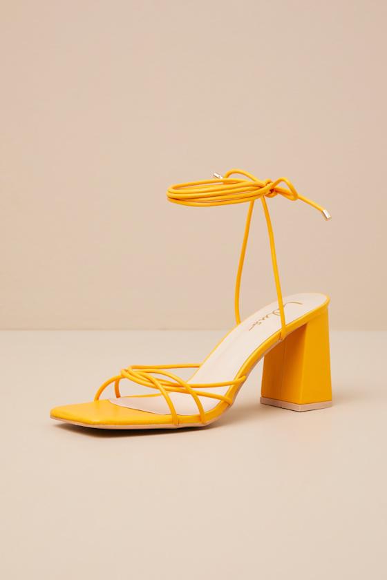 Orlie Tangerine Strappy Lace-Up High Heel Sandals Product Image