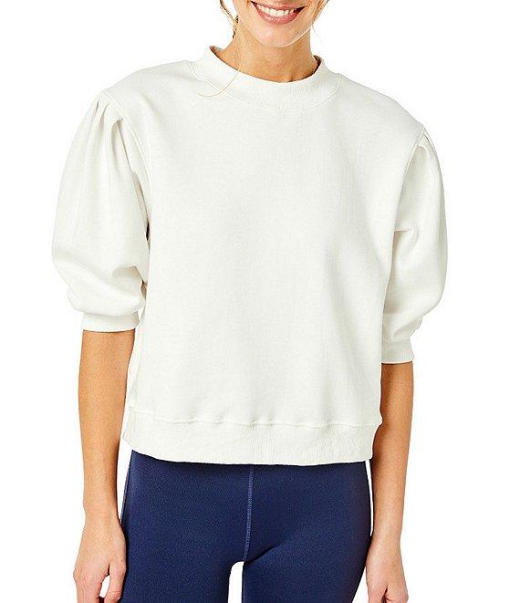 Addison Bay Short Puff Sleeve Cedar Pullover Sweatshirt Top Product Image