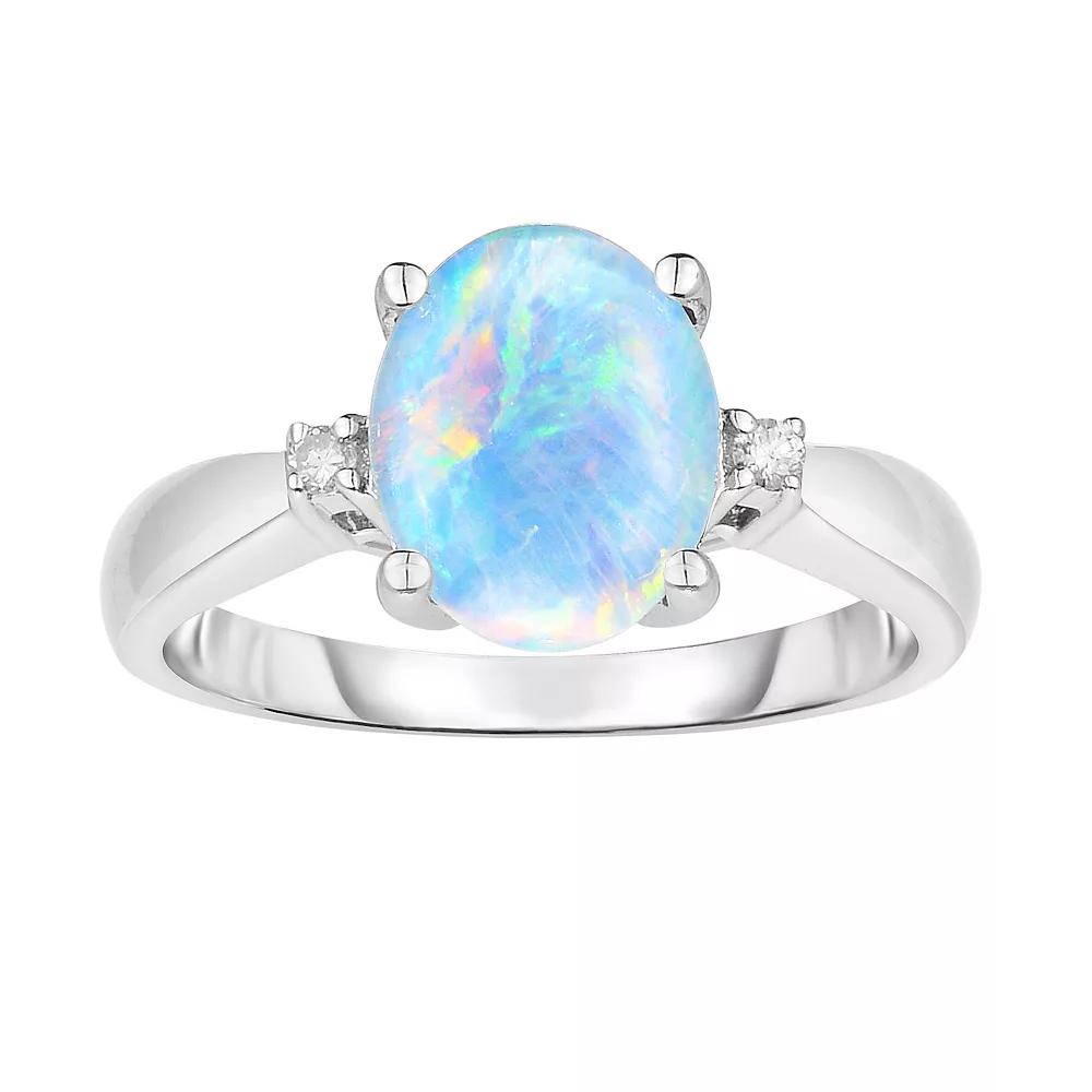 Sterling Silver Opal Triplet & Diamond Accent Ring, Women's, Size: 7 Product Image