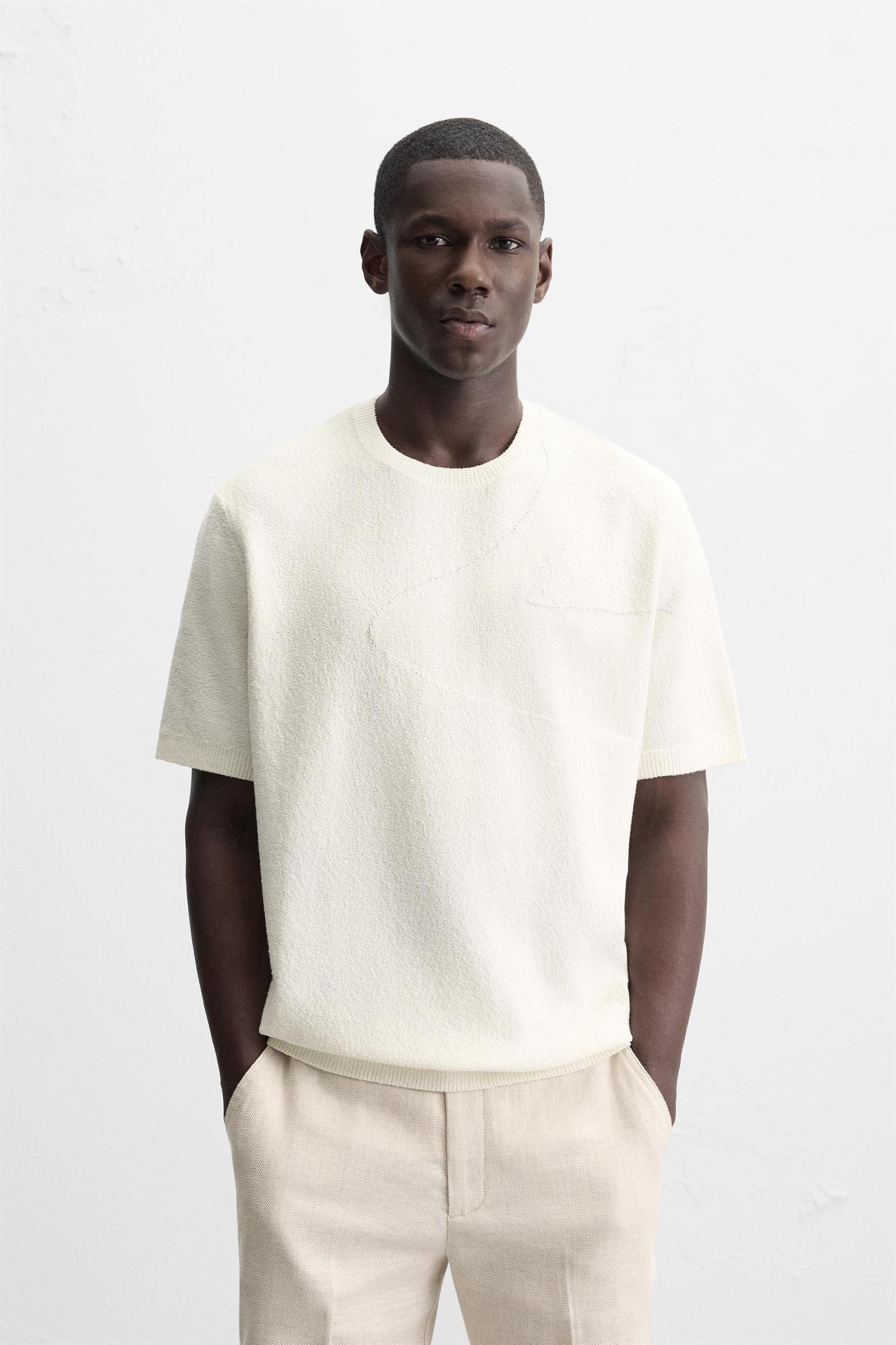 WAVE JACQUARD KNIT T-SHIRT Product Image