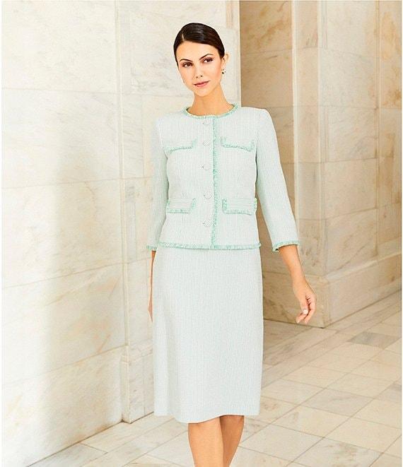 Preston & York Judith Boucle Tweed Round Neck Long Sleeve Jacket Product Image