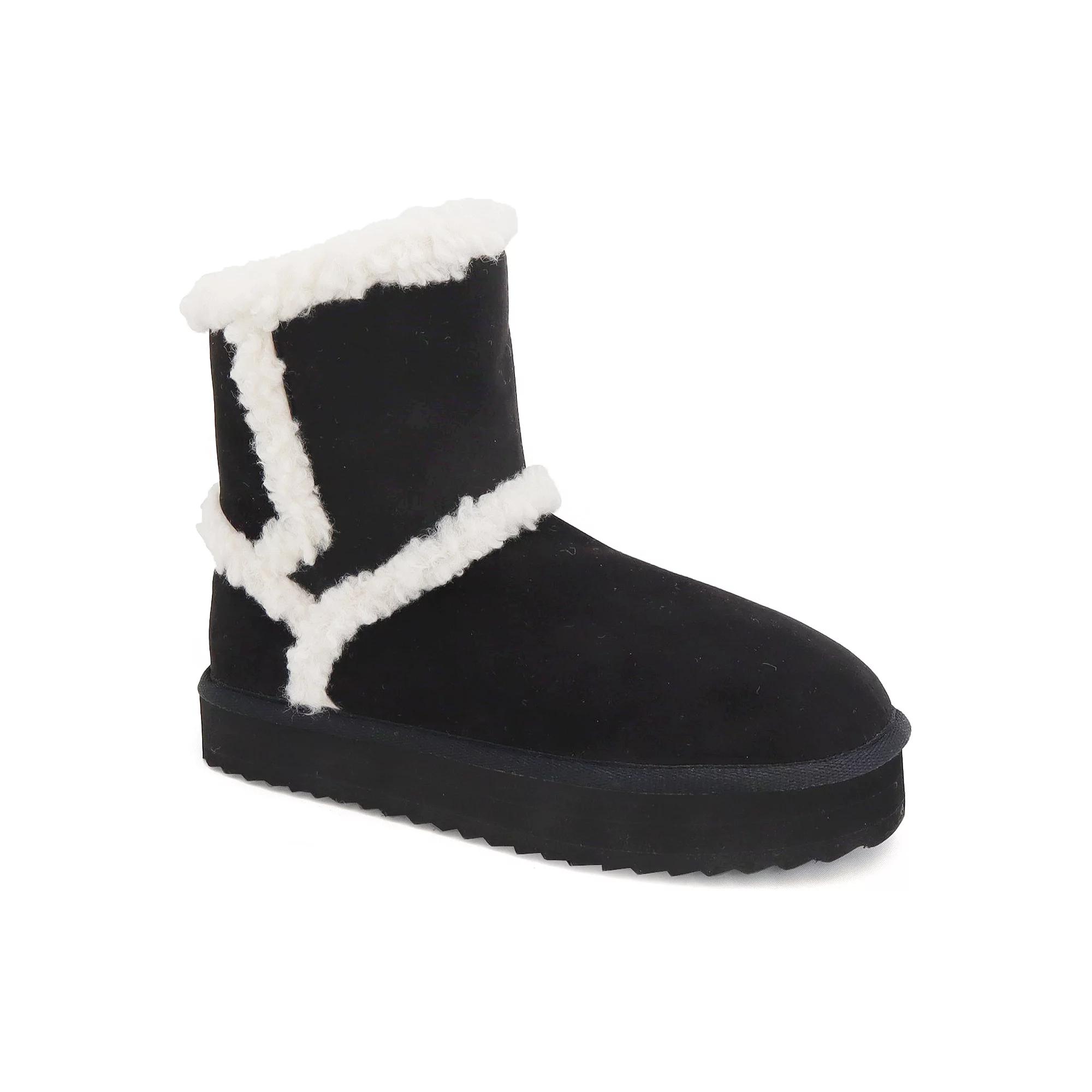 Yoki Blythe-05 Women's Faux Fur High Top Boots, Size: 7, Black Product Image